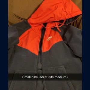 Men’s small Nike jacket/fleece orange and blue